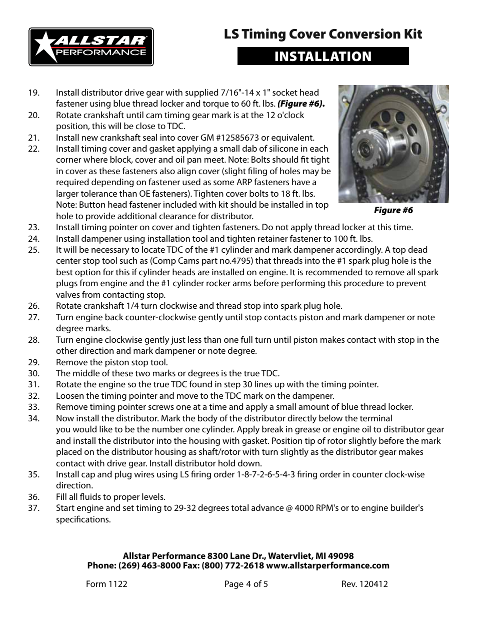 Installation ls timing cover conversion kit | Allstar Performance ALL90090 User Manual | Page 4 / 5