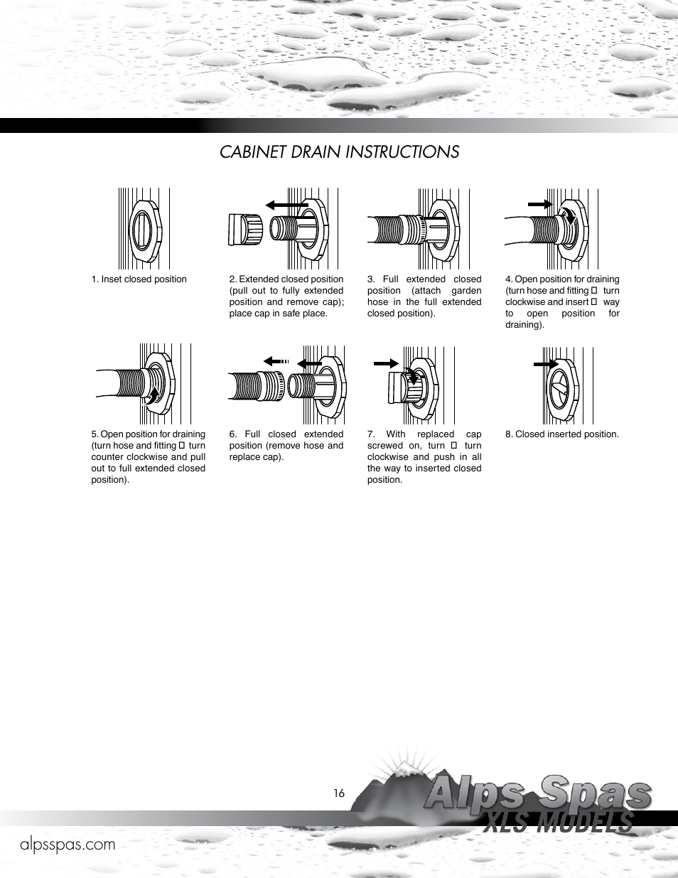 Cabinet drain instructions | Alps Spas XLS Models User Manual | Page 16 / 17