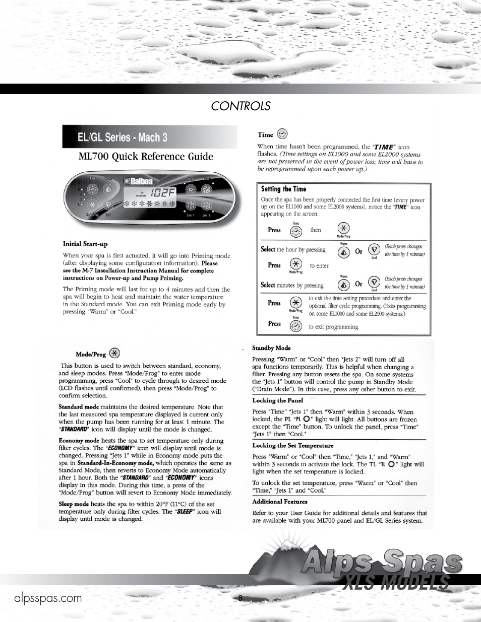 Alps Spas XLS Models User Manual | Page 8 / 17