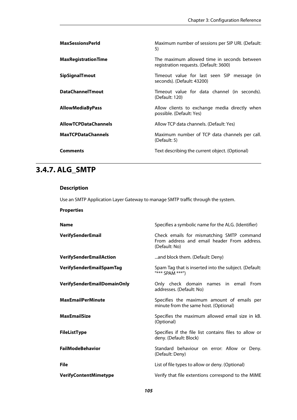Alg_smtp | Amer Networks E5 CLI User Manual | Page 105 / 290