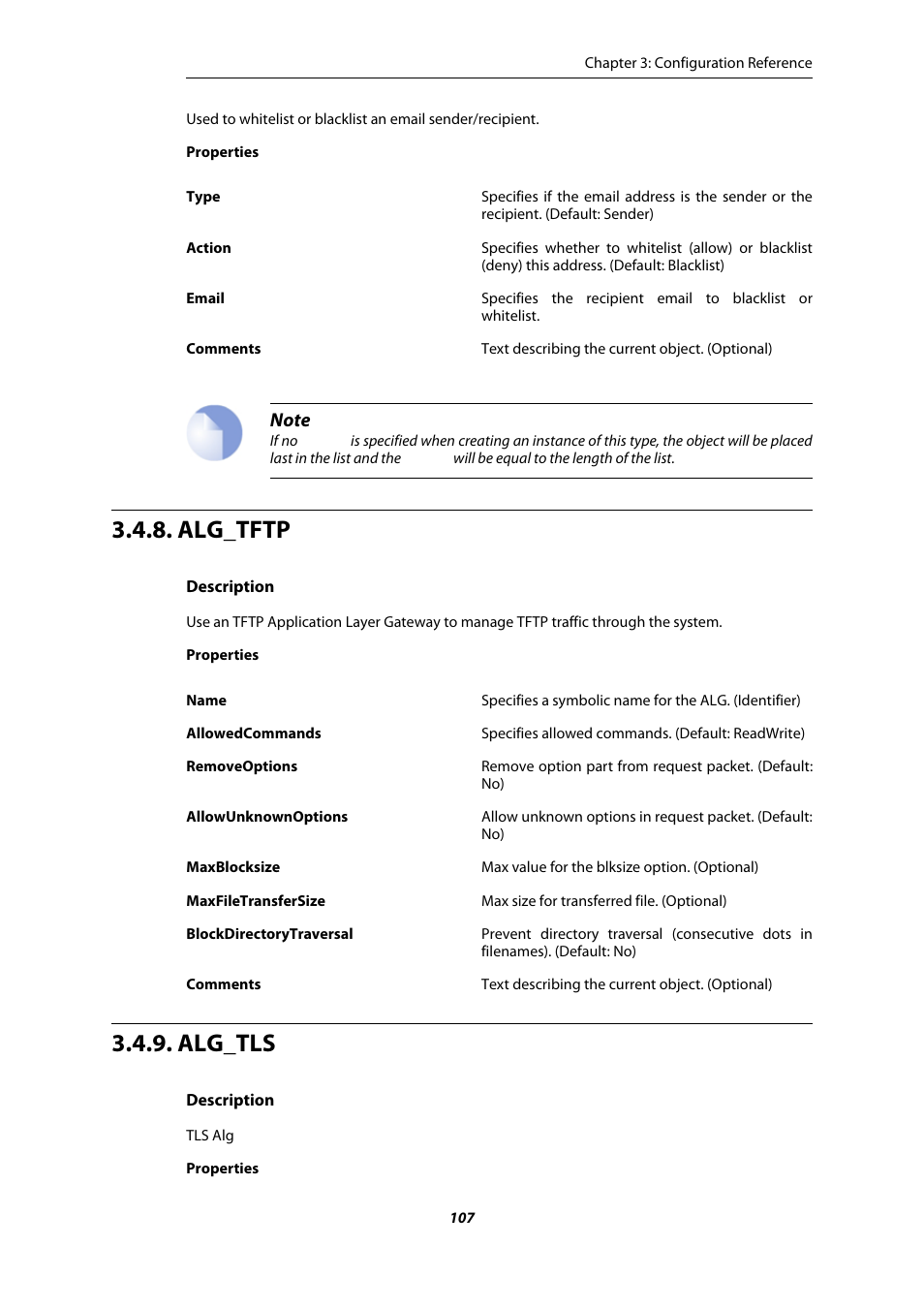 Alg_tftp, Alg_tls | Amer Networks E5 CLI User Manual | Page 107 / 290
