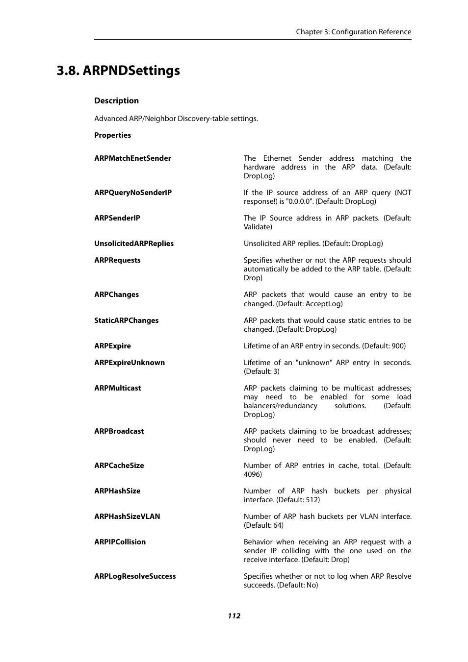 Arpndsettings | Amer Networks E5 CLI User Manual | Page 112 / 290