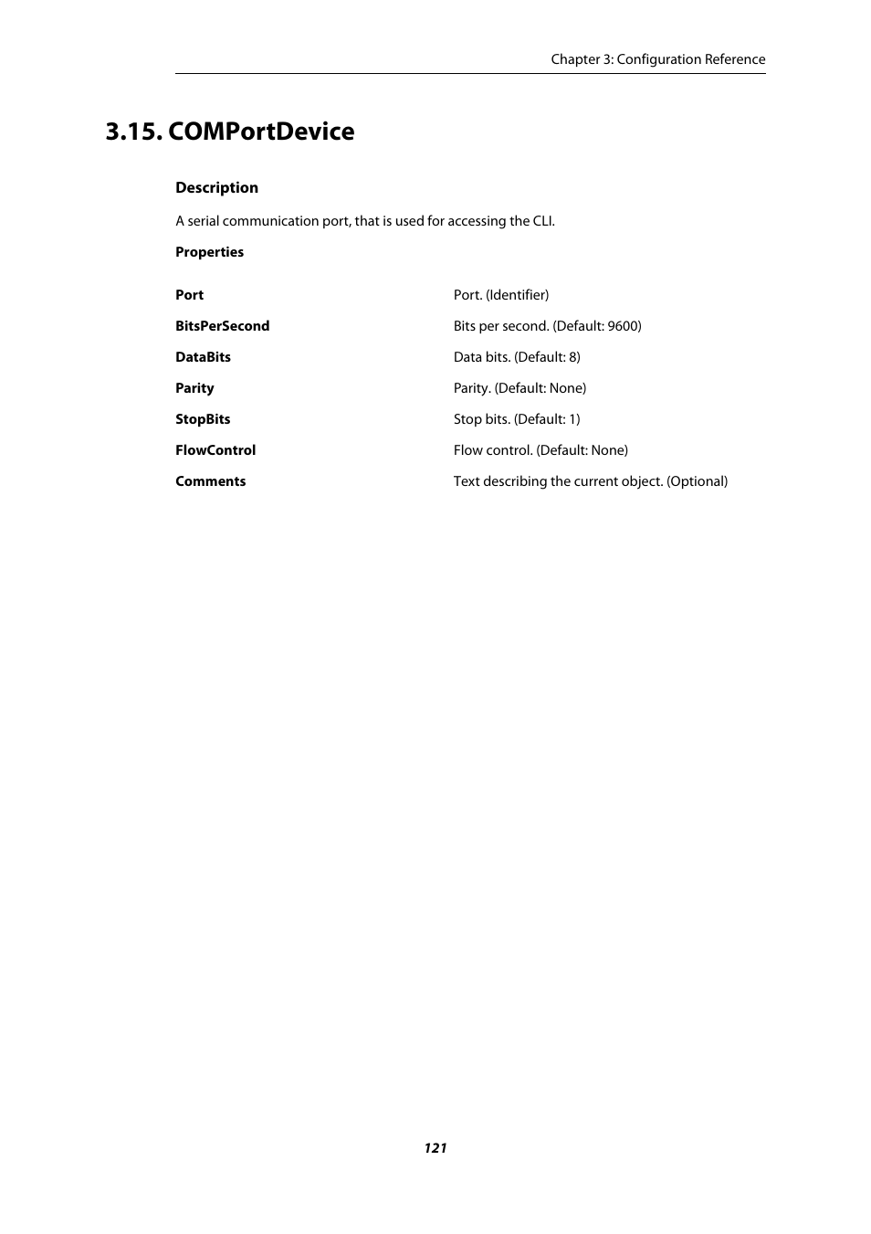 Comportdevice | Amer Networks E5 CLI User Manual | Page 121 / 290