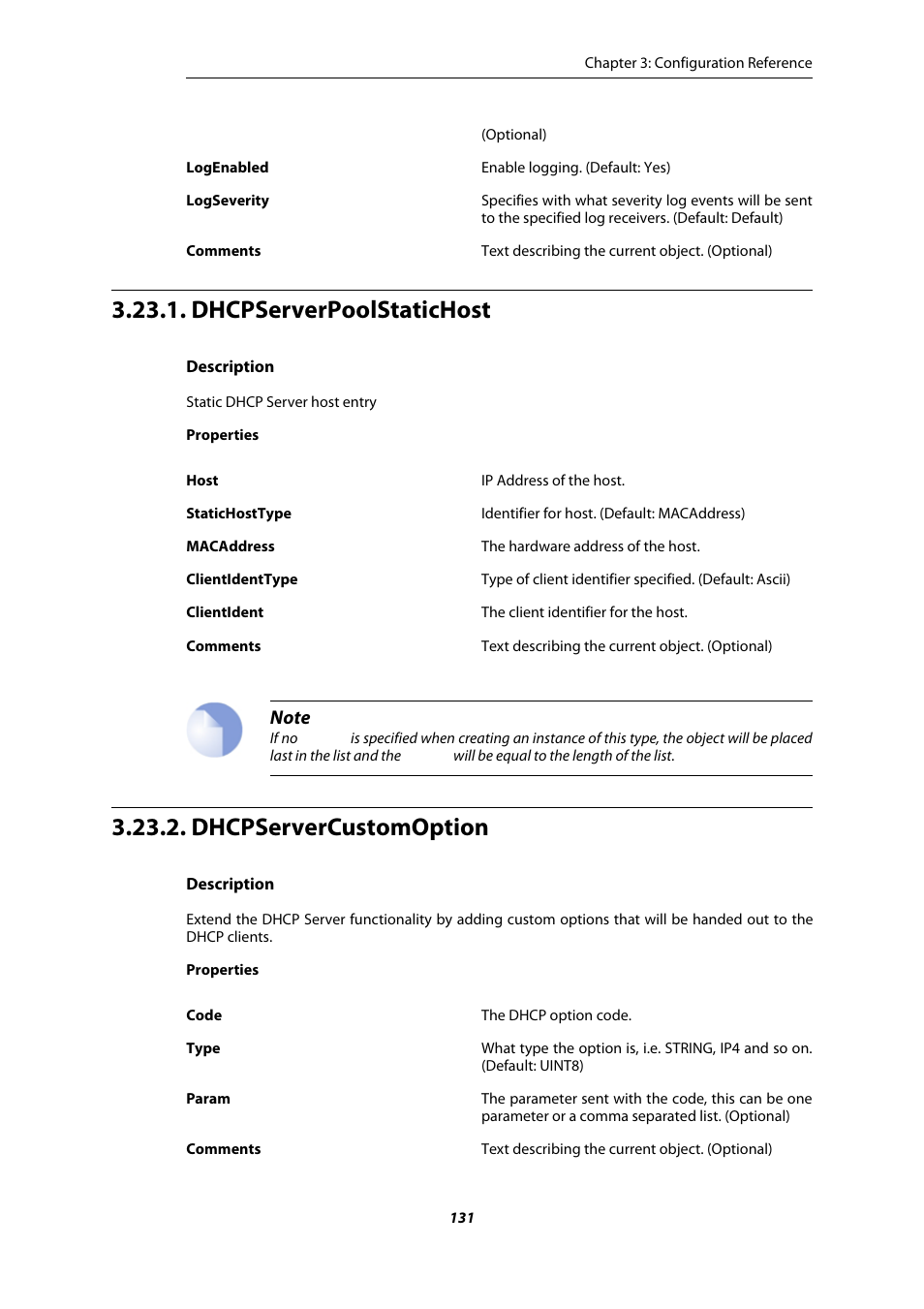 Dhcpserverpoolstatichost, Dhcpservercustomoption | Amer Networks E5 CLI User Manual | Page 131 / 290