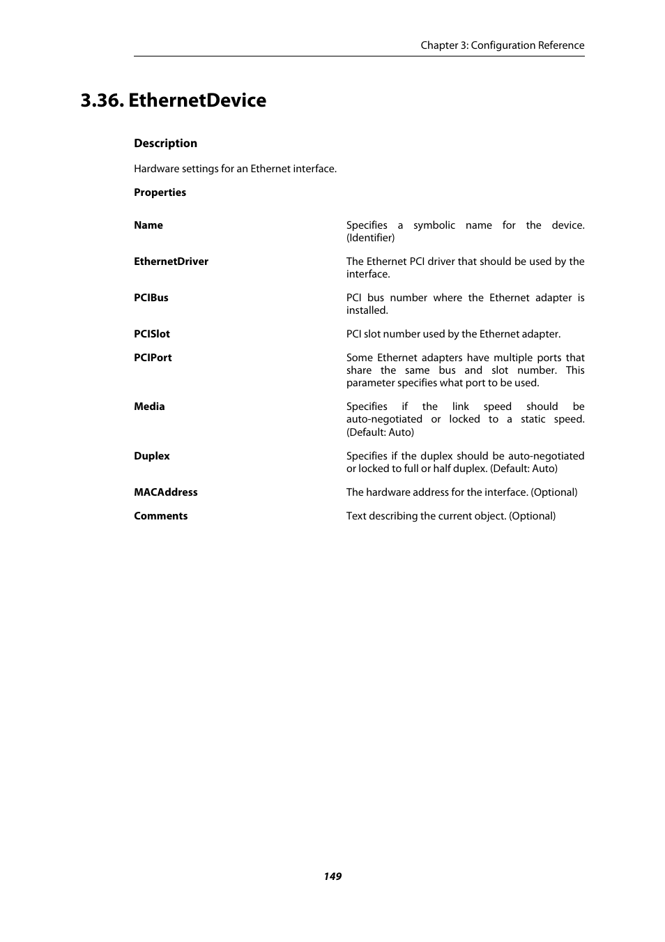 Ethernetdevice | Amer Networks E5 CLI User Manual | Page 149 / 290