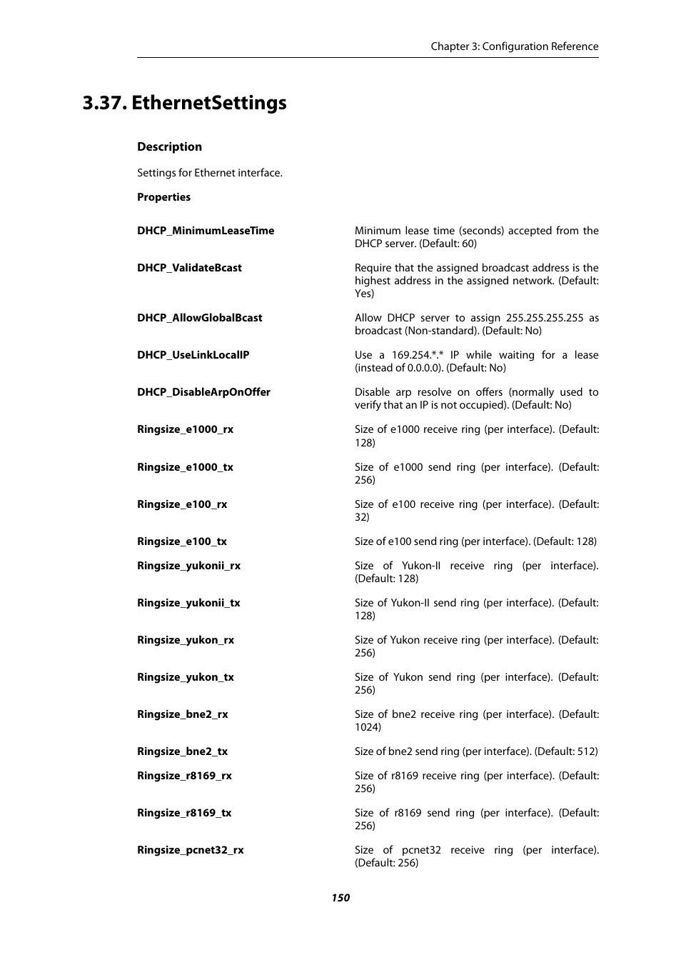 Ethernetsettings | Amer Networks E5 CLI User Manual | Page 150 / 290