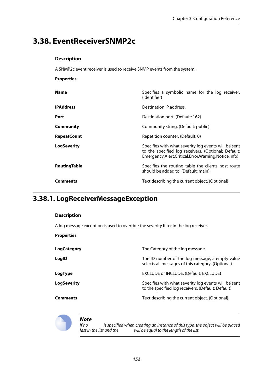 Eventreceiversnmp2c, Logreceivermessageexception | Amer Networks E5 CLI User Manual | Page 152 / 290