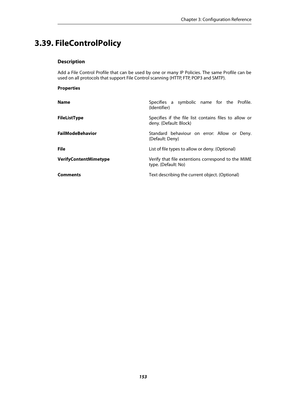 Filecontrolpolicy | Amer Networks E5 CLI User Manual | Page 153 / 290
