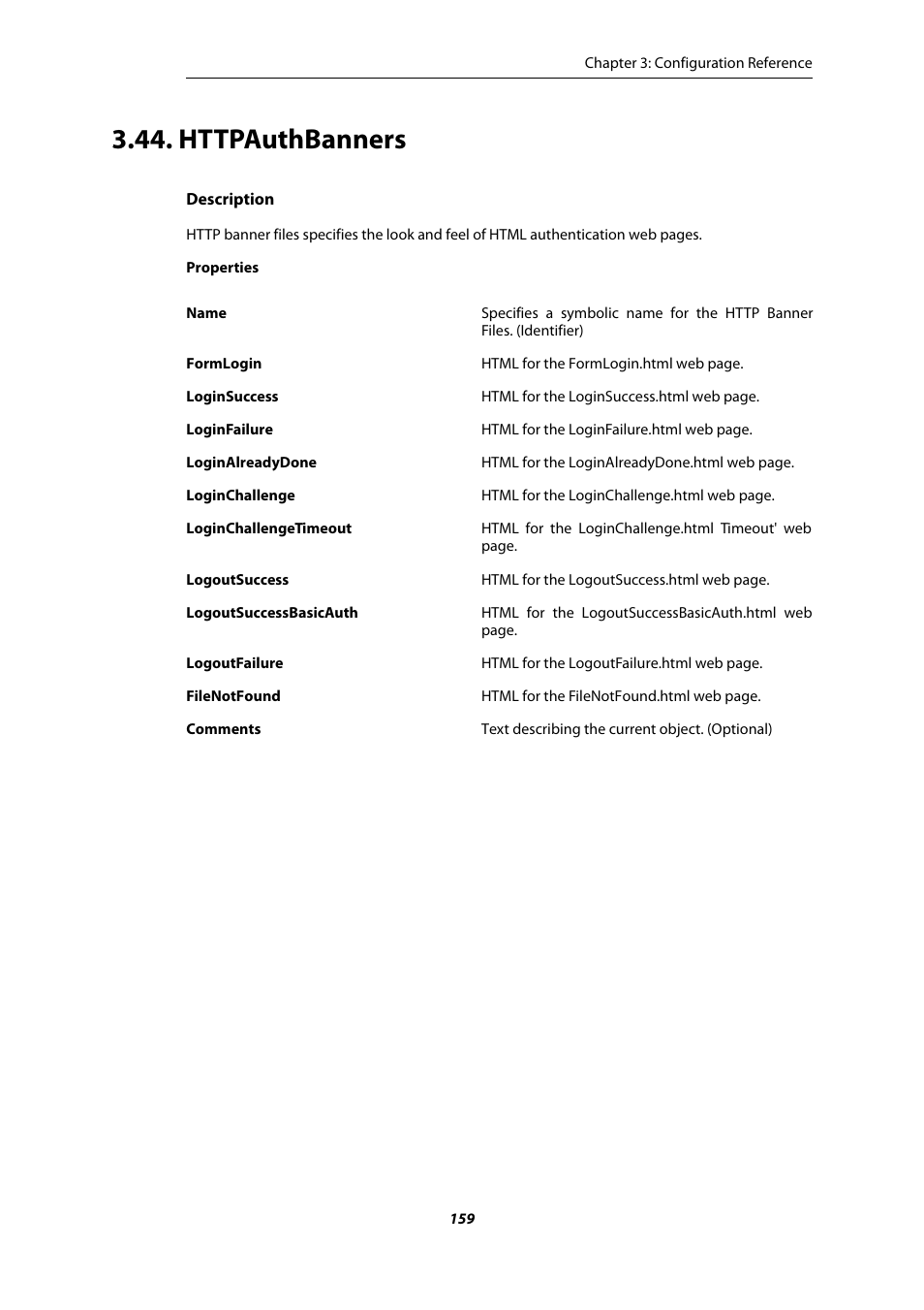Httpauthbanners | Amer Networks E5 CLI User Manual | Page 159 / 290