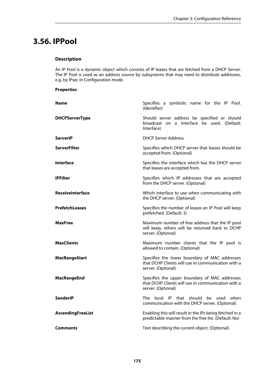Ippool | Amer Networks E5 CLI User Manual | Page 175 / 290