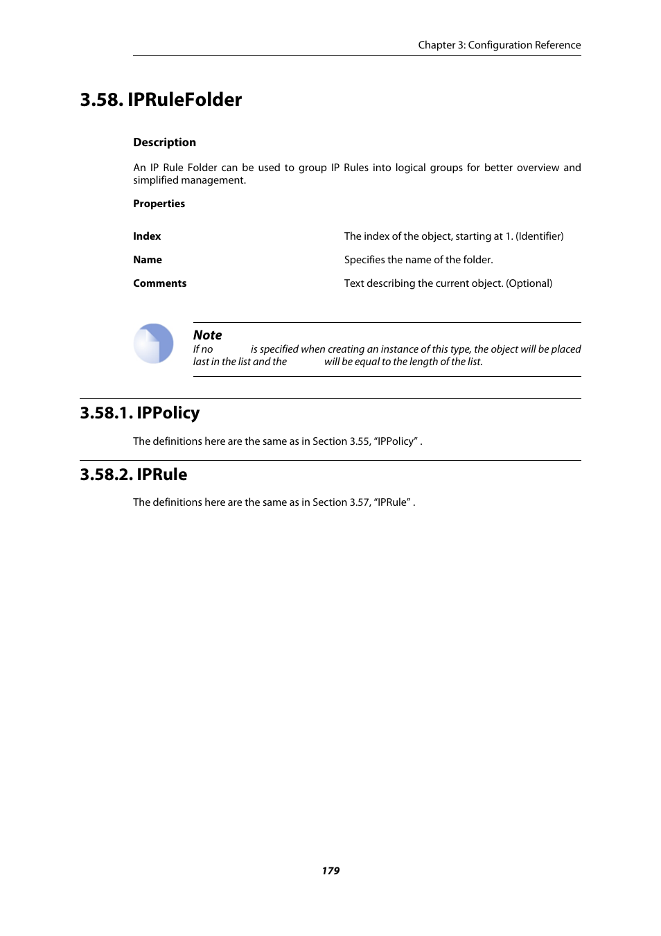 Iprulefolder, Ippolicy, Iprule | Amer Networks E5 CLI User Manual | Page 179 / 290