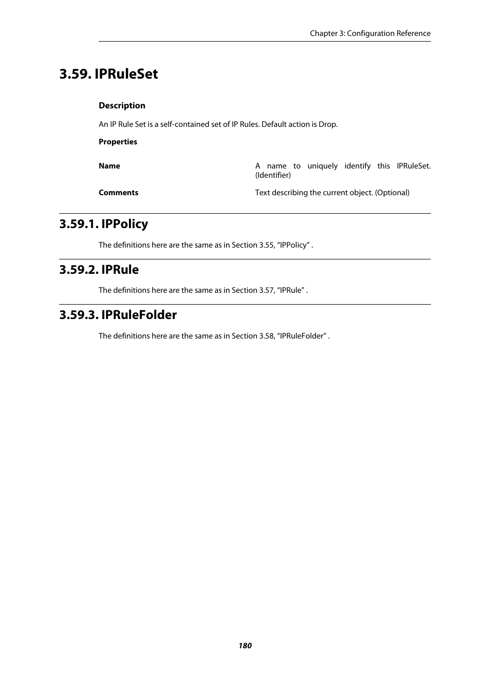 Ipruleset, Ippolicy, Iprule | Iprulefolder | Amer Networks E5 CLI User Manual | Page 180 / 290