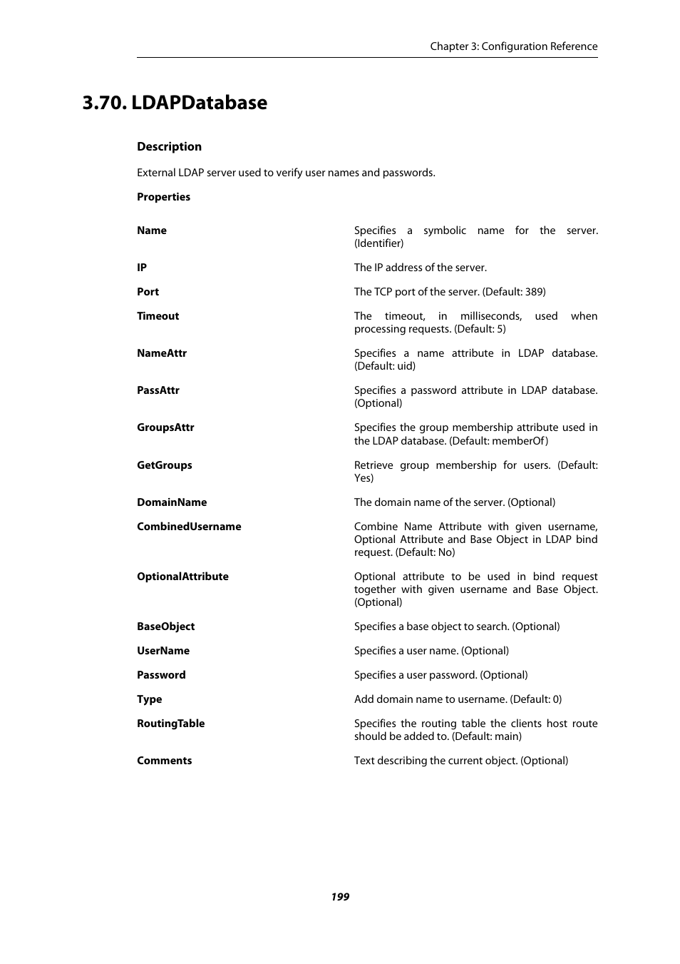 Ldapdatabase | Amer Networks E5 CLI User Manual | Page 199 / 290