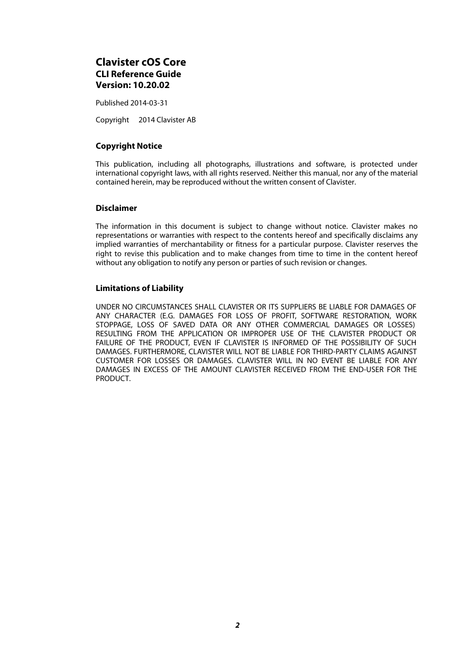 Clavister cos core | Amer Networks E5 CLI User Manual | Page 2 / 290