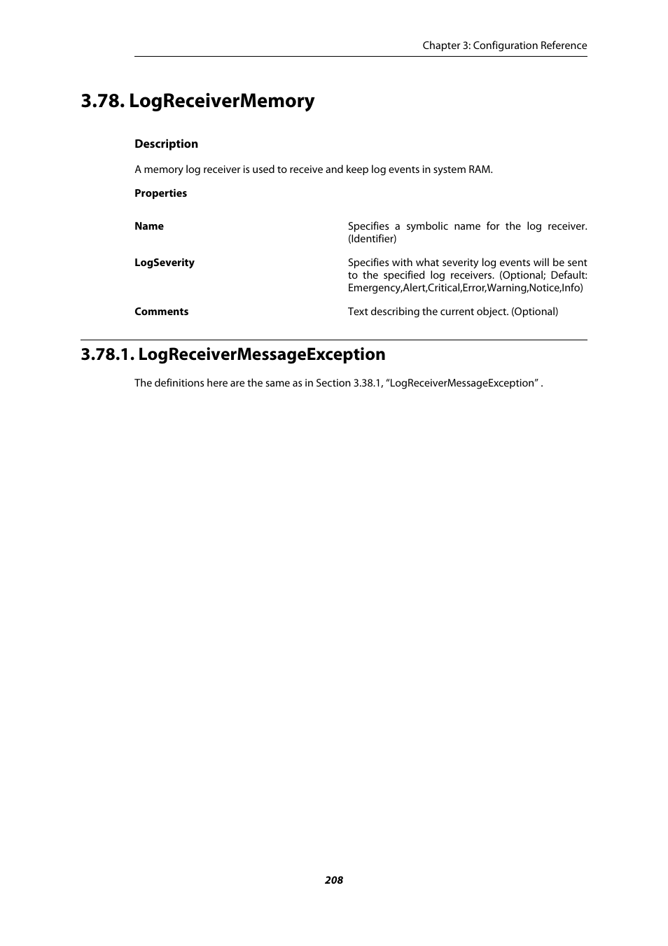 Logreceivermemory, Logreceivermessageexception | Amer Networks E5 CLI User Manual | Page 208 / 290