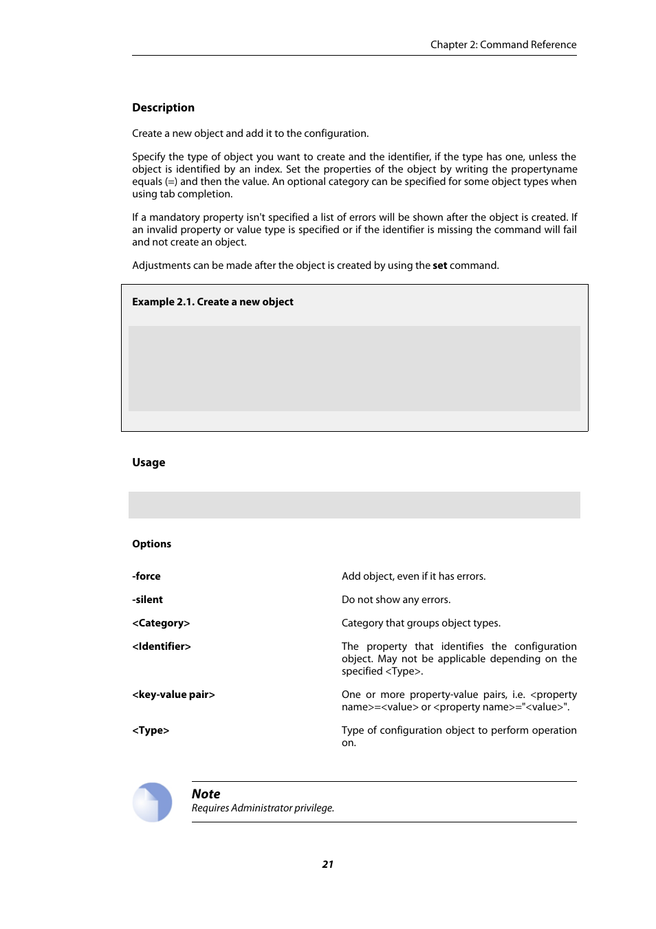 Create a new object | Amer Networks E5 CLI User Manual | Page 21 / 290