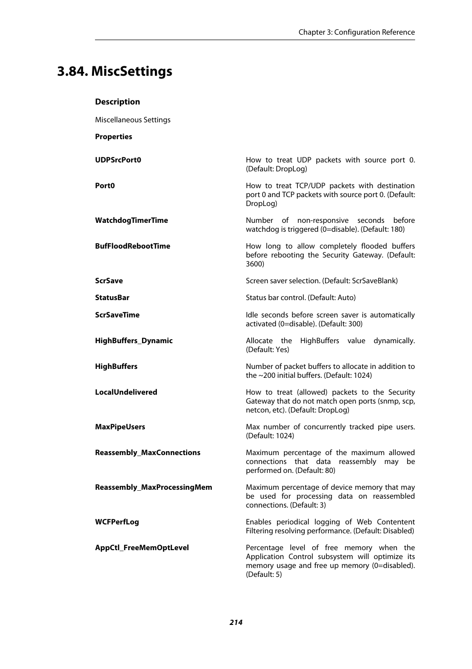 Miscsettings | Amer Networks E5 CLI User Manual | Page 214 / 290