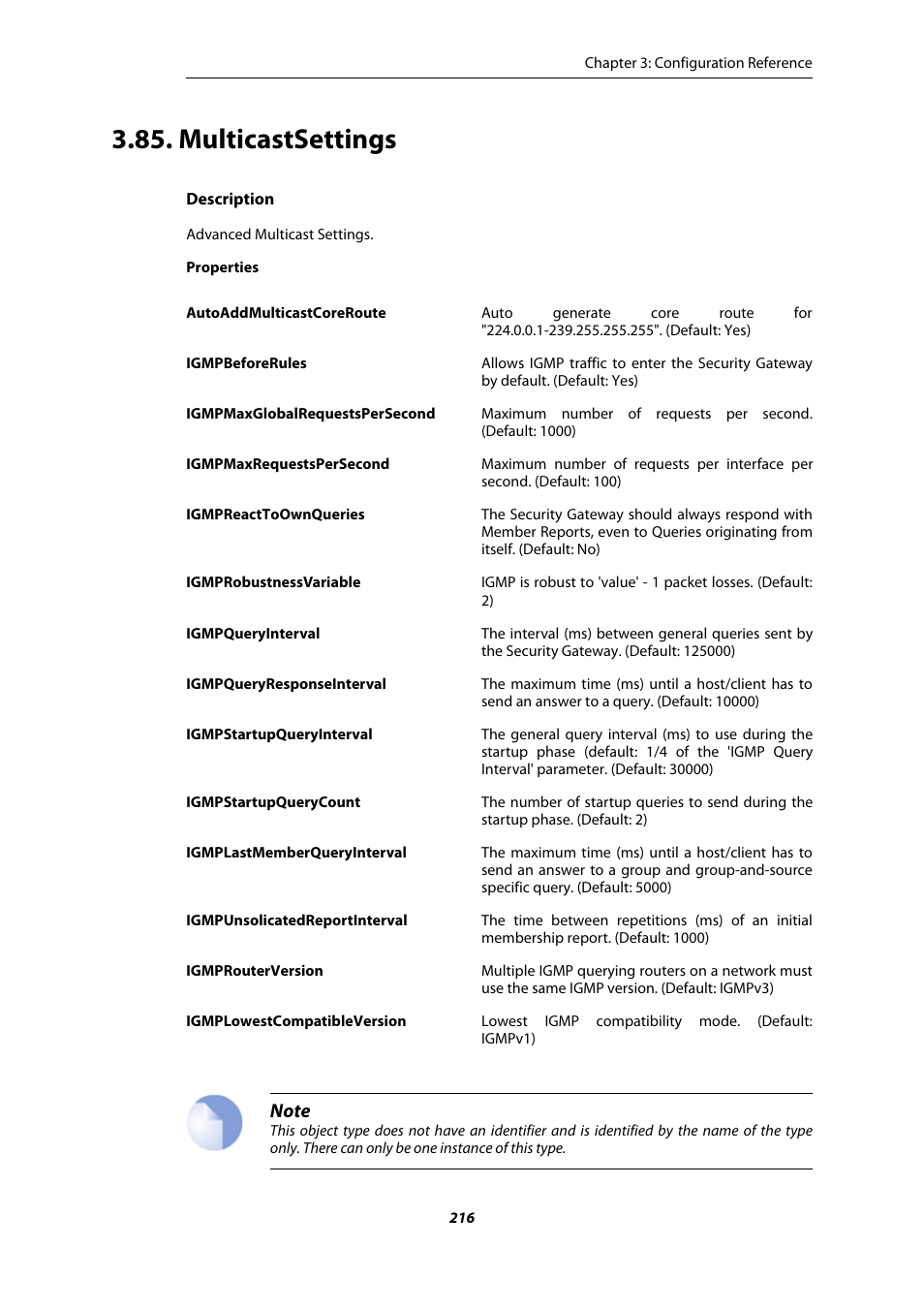 Multicastsettings | Amer Networks E5 CLI User Manual | Page 216 / 290