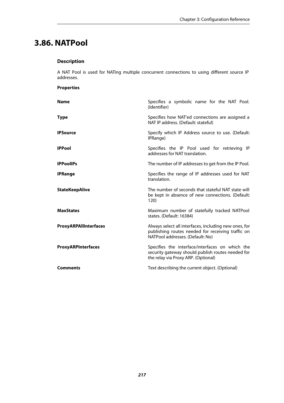 Natpool | Amer Networks E5 CLI User Manual | Page 217 / 290