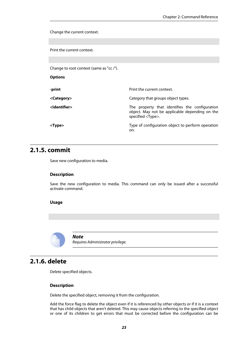 Commit, Delete | Amer Networks E5 CLI User Manual | Page 23 / 290