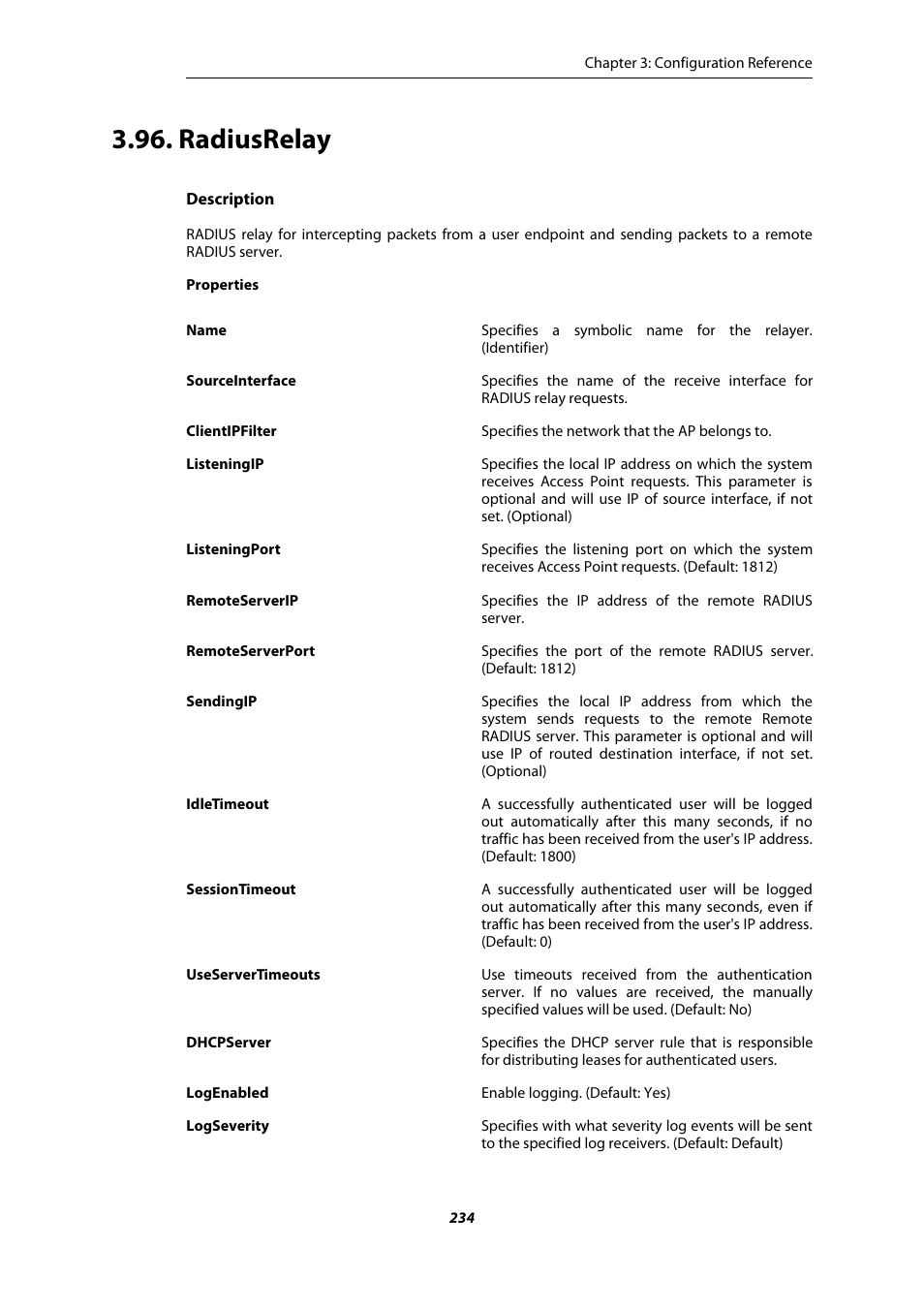Radiusrelay | Amer Networks E5 CLI User Manual | Page 234 / 290
