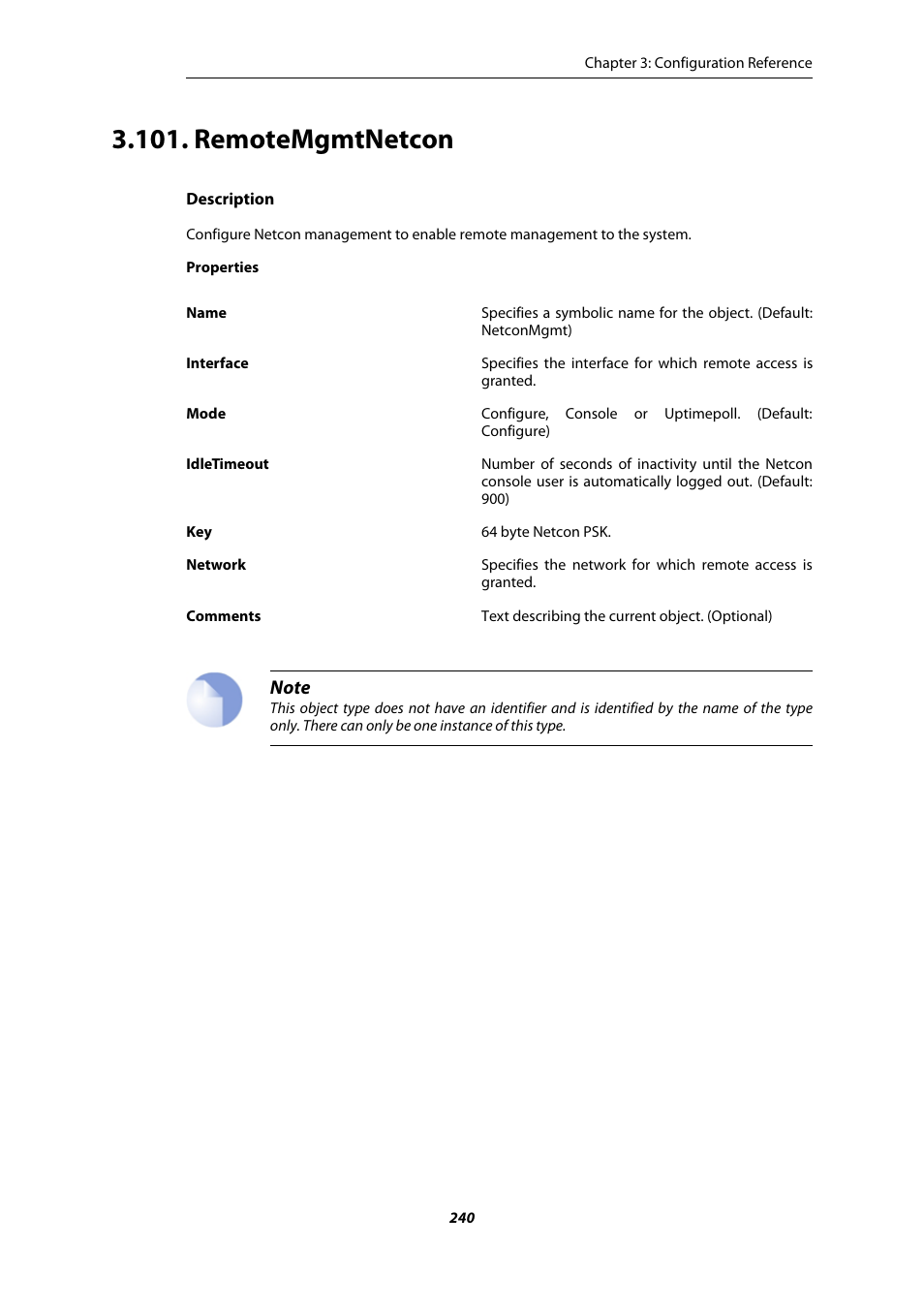 Remotemgmtnetcon | Amer Networks E5 CLI User Manual | Page 240 / 290