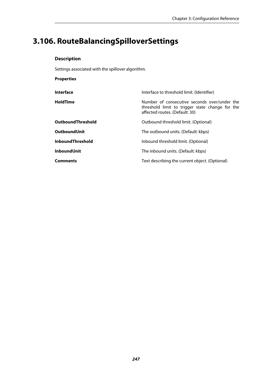 Routebalancingspilloversettings | Amer Networks E5 CLI User Manual | Page 247 / 290