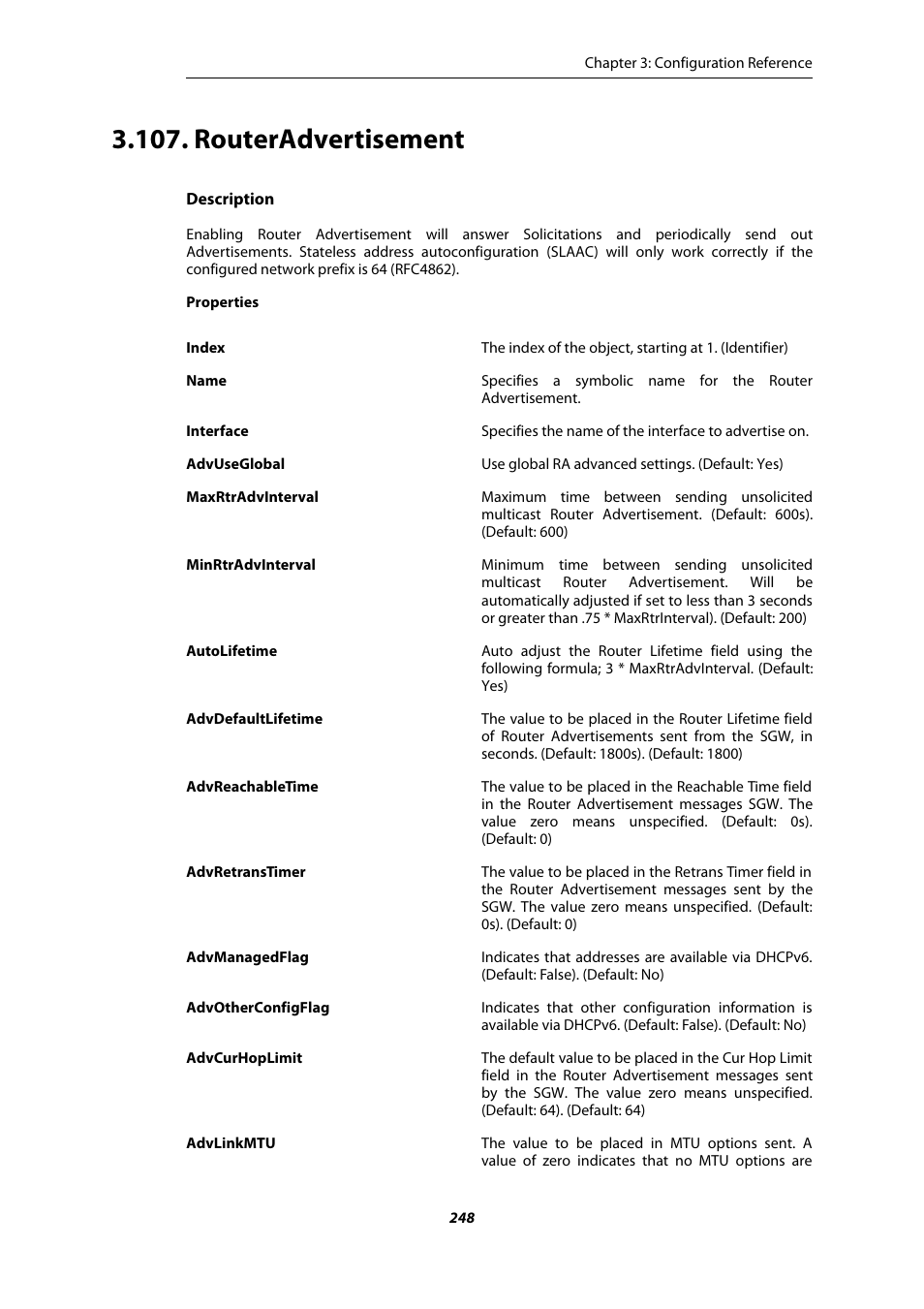Routeradvertisement | Amer Networks E5 CLI User Manual | Page 248 / 290