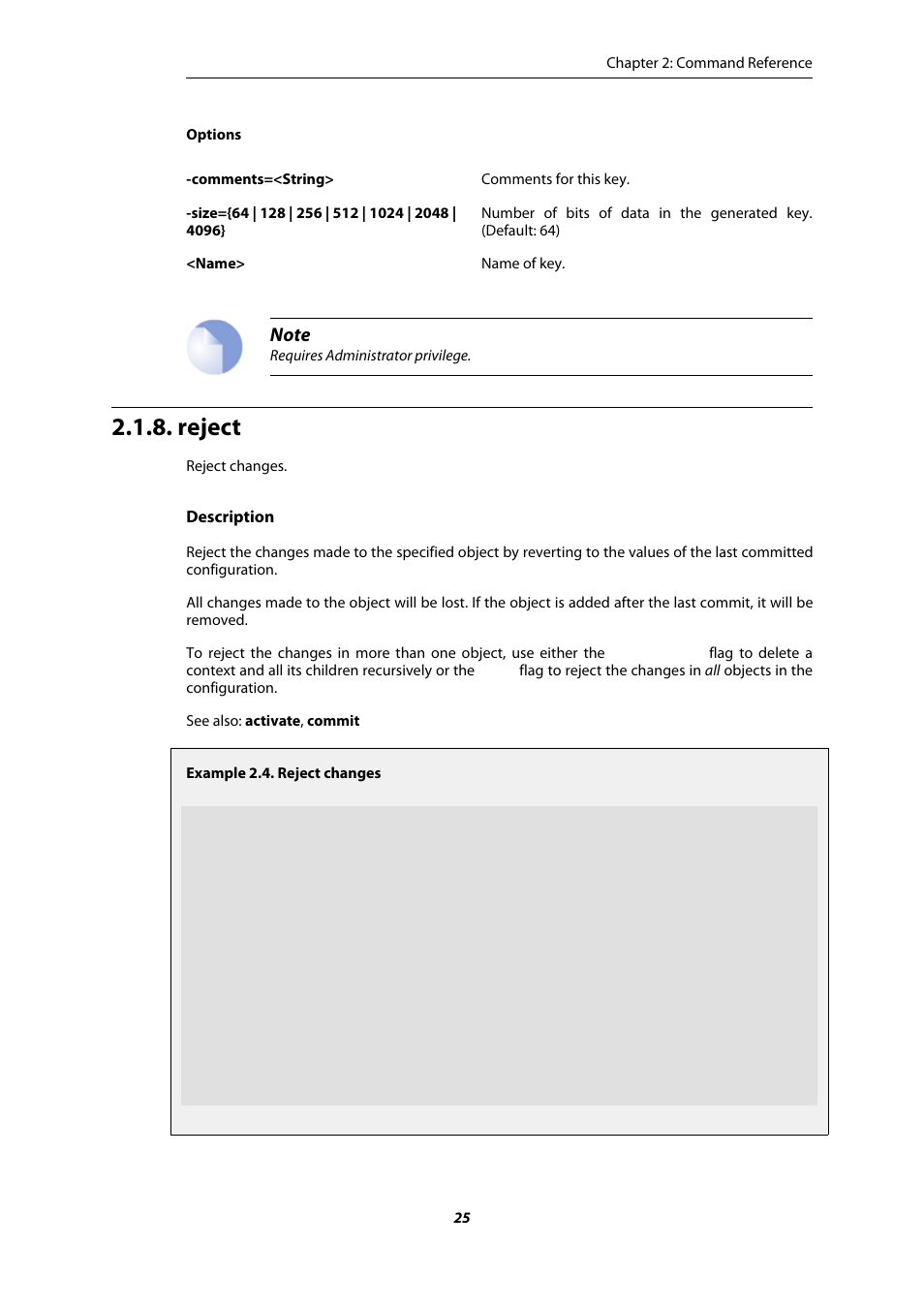 Reject, Reject changes | Amer Networks E5 CLI User Manual | Page 25 / 290