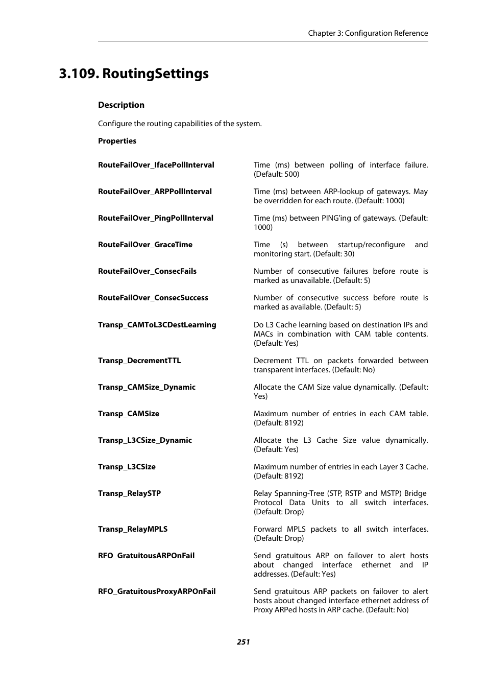 Routingsettings | Amer Networks E5 CLI User Manual | Page 251 / 290