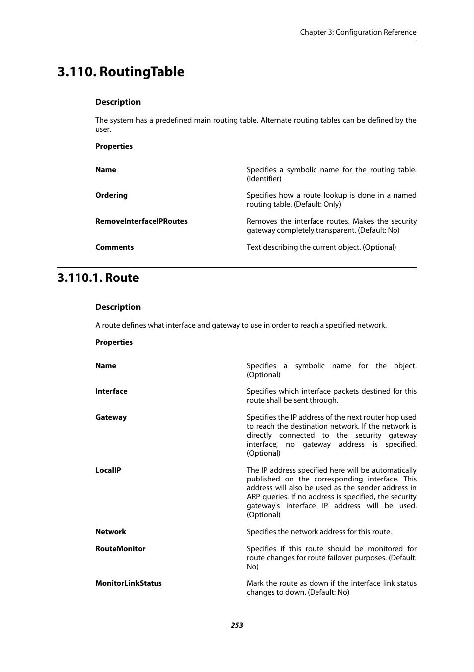 Routingtable, Route | Amer Networks E5 CLI User Manual | Page 253 / 290