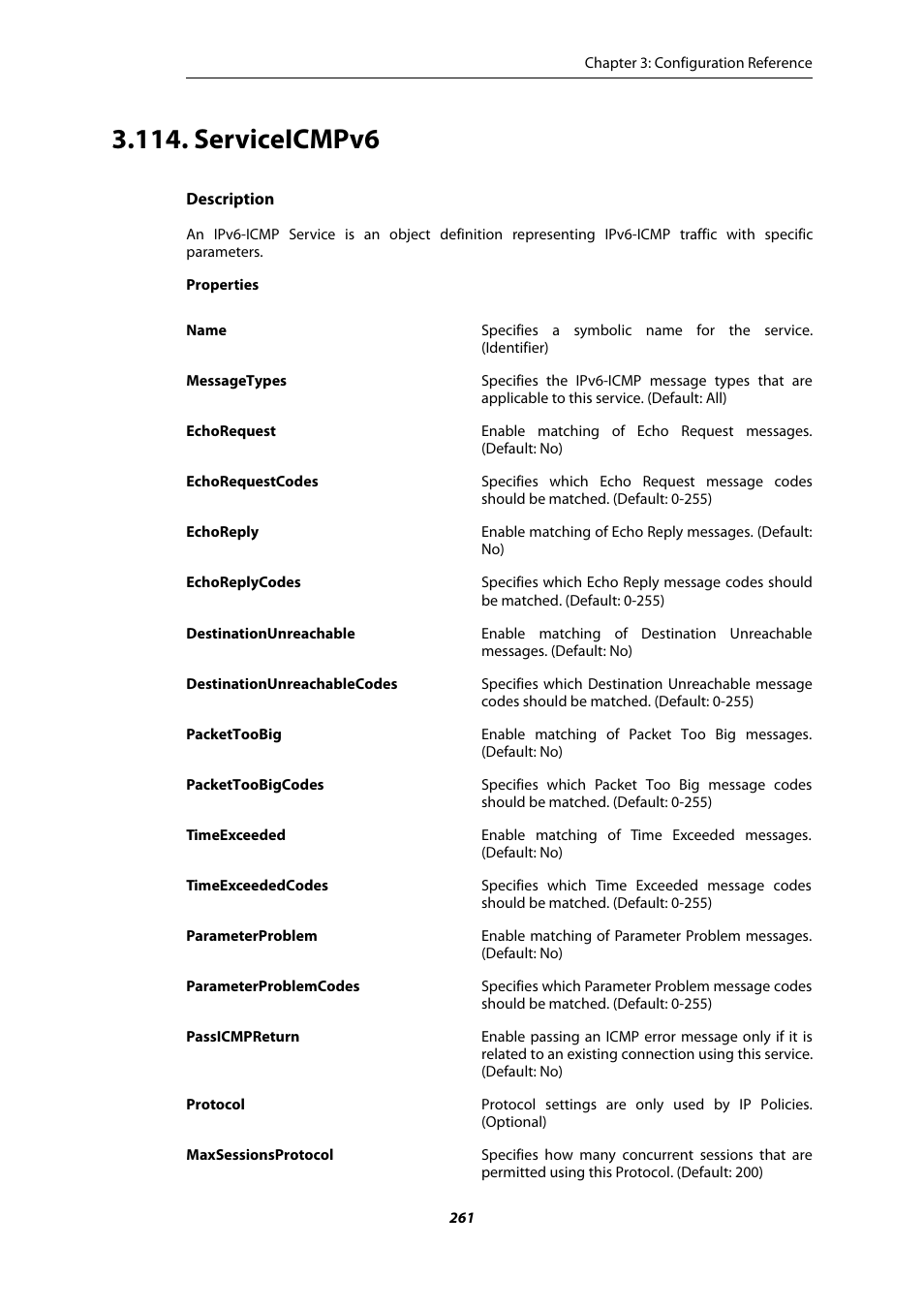 Serviceicmpv6 | Amer Networks E5 CLI User Manual | Page 261 / 290