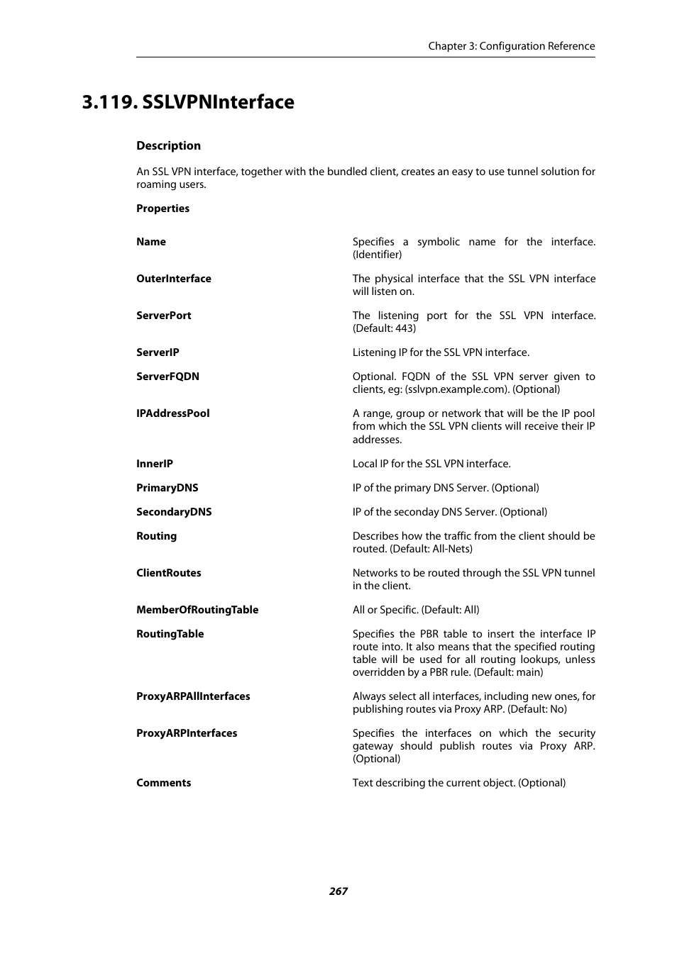 Sslvpninterface | Amer Networks E5 CLI User Manual | Page 267 / 290