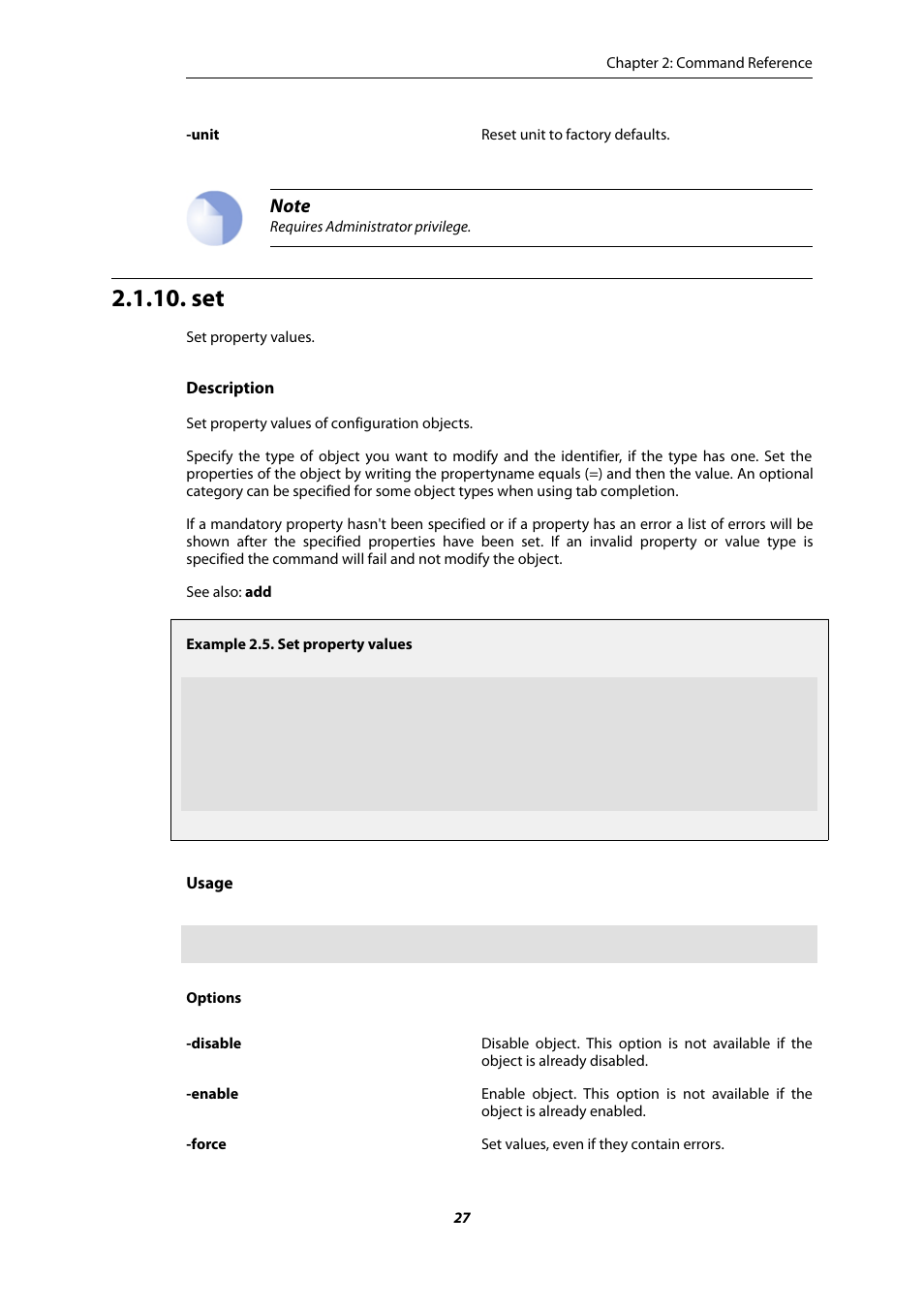 Set property values | Amer Networks E5 CLI User Manual | Page 27 / 290