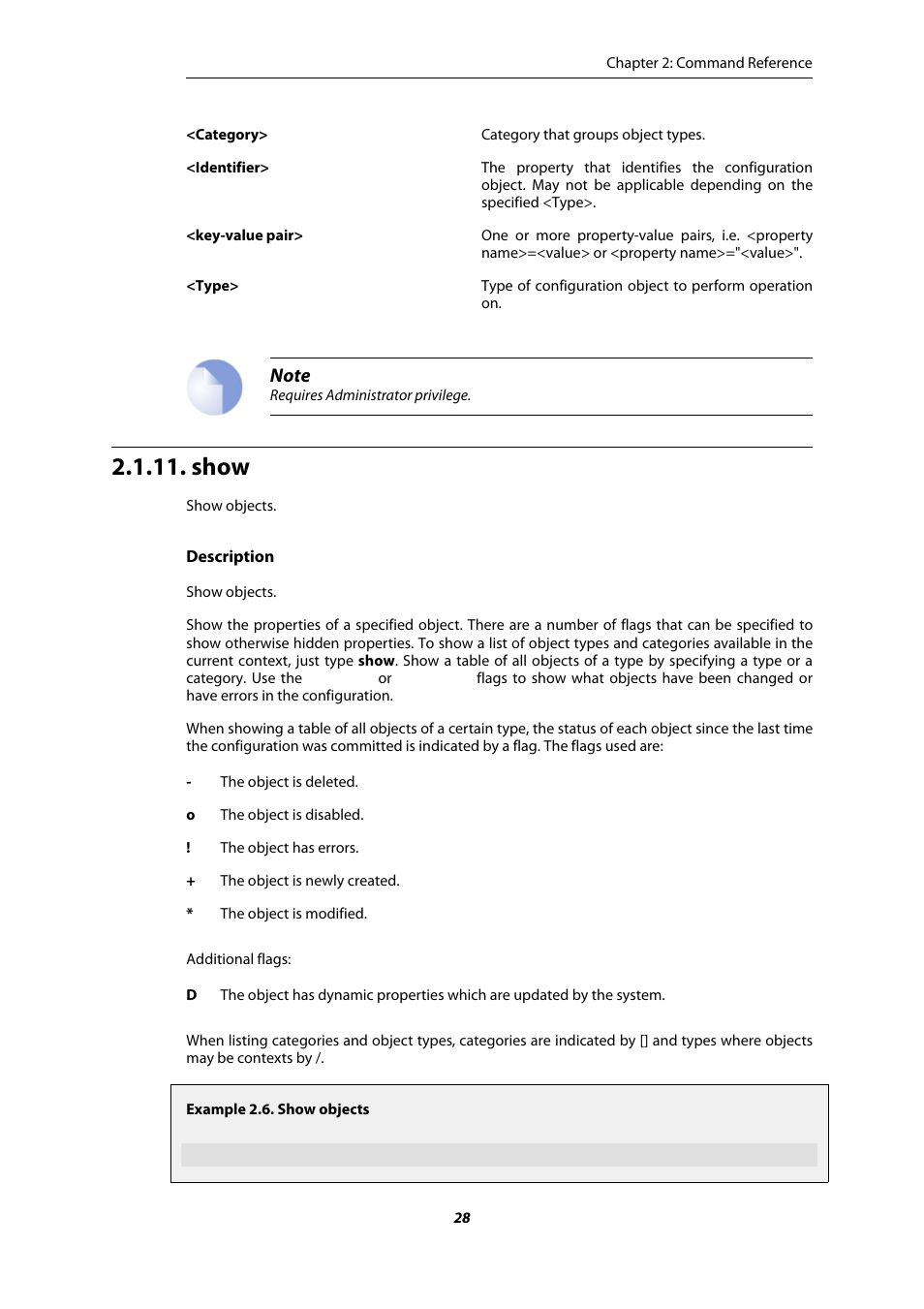 Show, Show objects | Amer Networks E5 CLI User Manual | Page 28 / 290