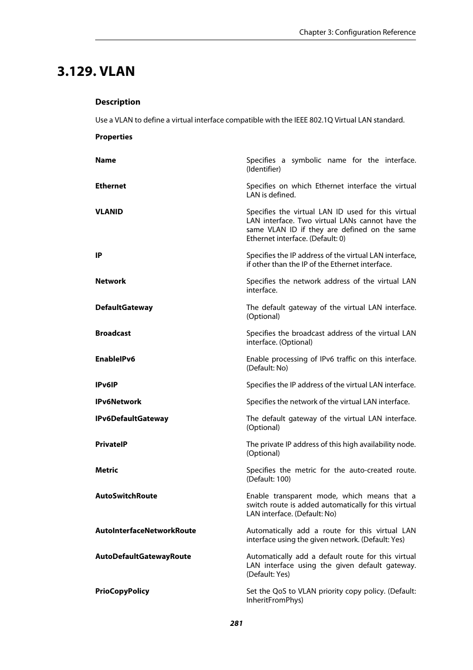 Vlan | Amer Networks E5 CLI User Manual | Page 281 / 290