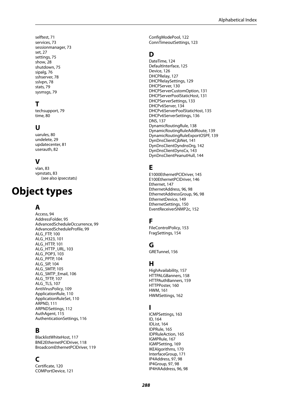 Object types | Amer Networks E5 CLI User Manual | Page 288 / 290