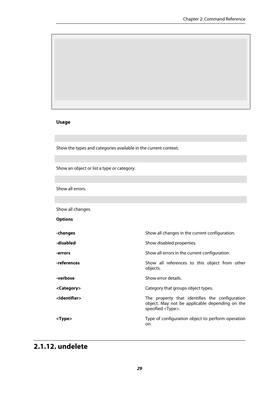 Undelete | Amer Networks E5 CLI User Manual | Page 29 / 290