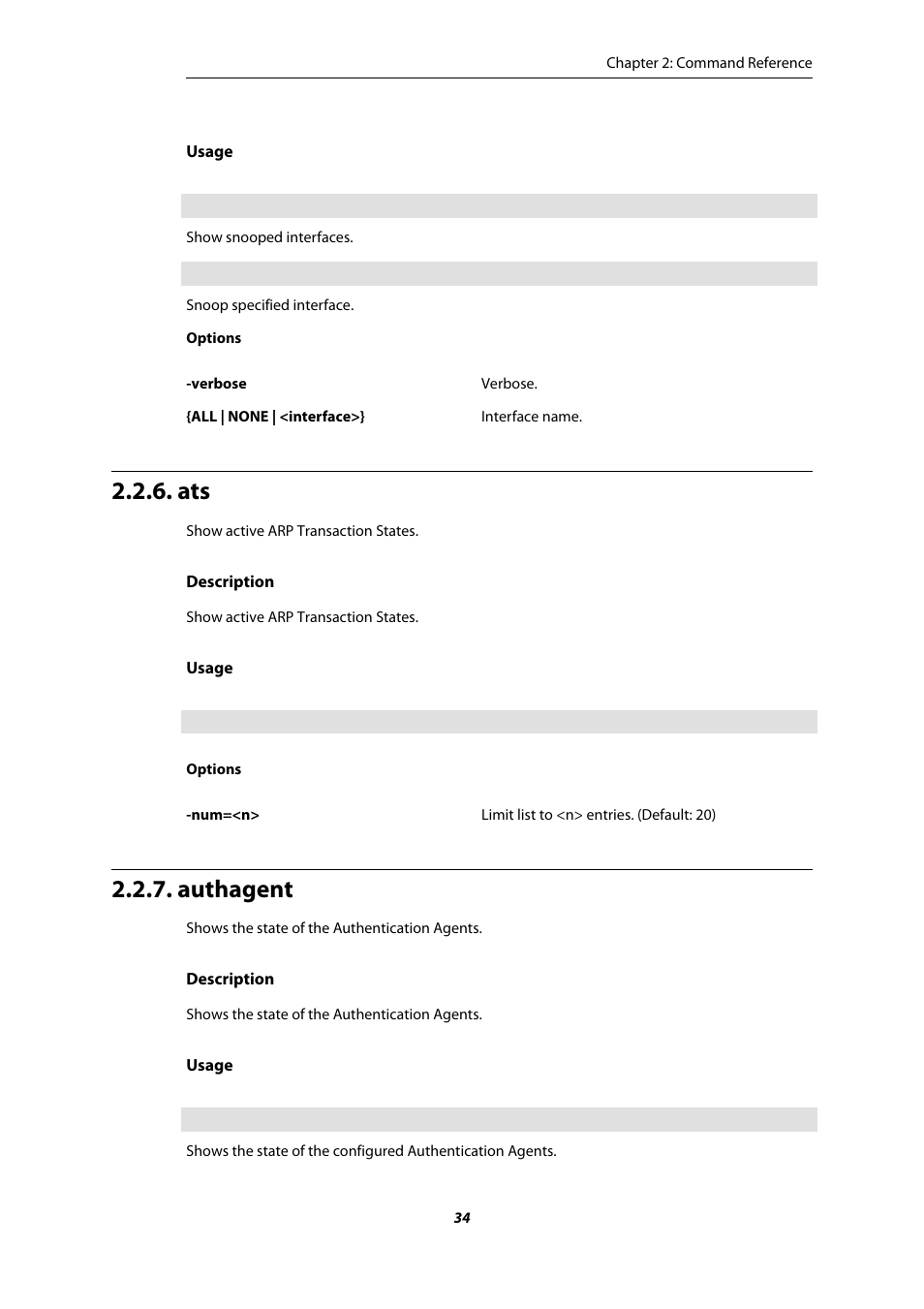 Authagent | Amer Networks E5 CLI User Manual | Page 34 / 290