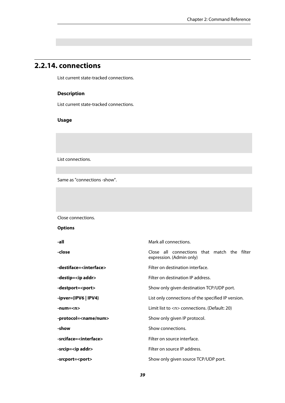 Connections | Amer Networks E5 CLI User Manual | Page 39 / 290