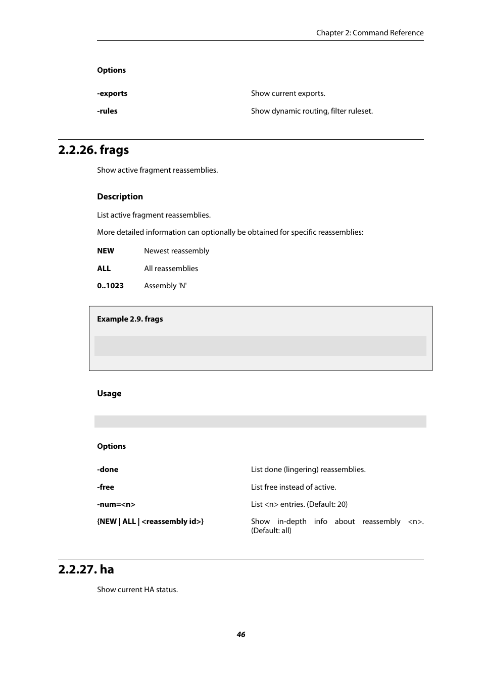 Frags | Amer Networks E5 CLI User Manual | Page 46 / 290