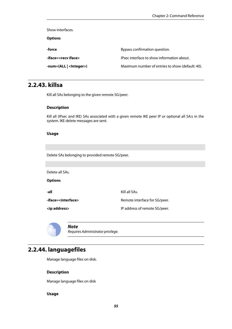 Killsa, Languagefiles | Amer Networks E5 CLI User Manual | Page 55 / 290