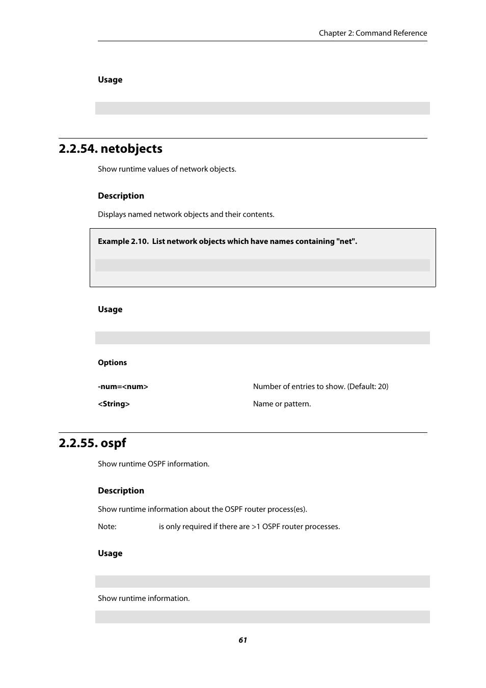 Netobjects, Ospf | Amer Networks E5 CLI User Manual | Page 61 / 290