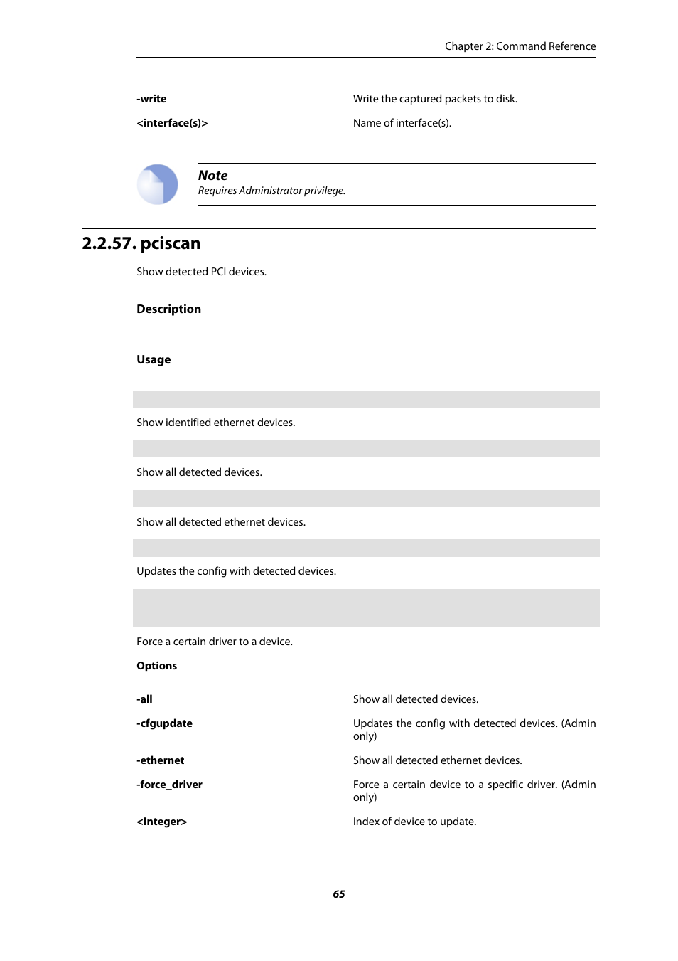 Pciscan | Amer Networks E5 CLI User Manual | Page 65 / 290