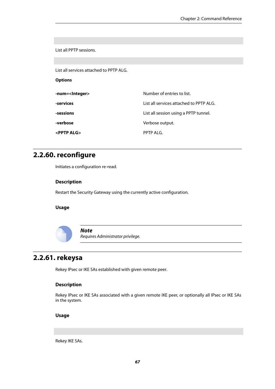 Reconfigure, Rekeysa | Amer Networks E5 CLI User Manual | Page 67 / 290