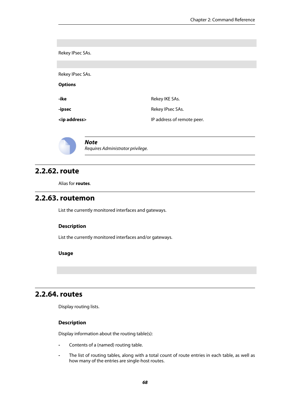 Route, Routemon, Routes | Amer Networks E5 CLI User Manual | Page 68 / 290