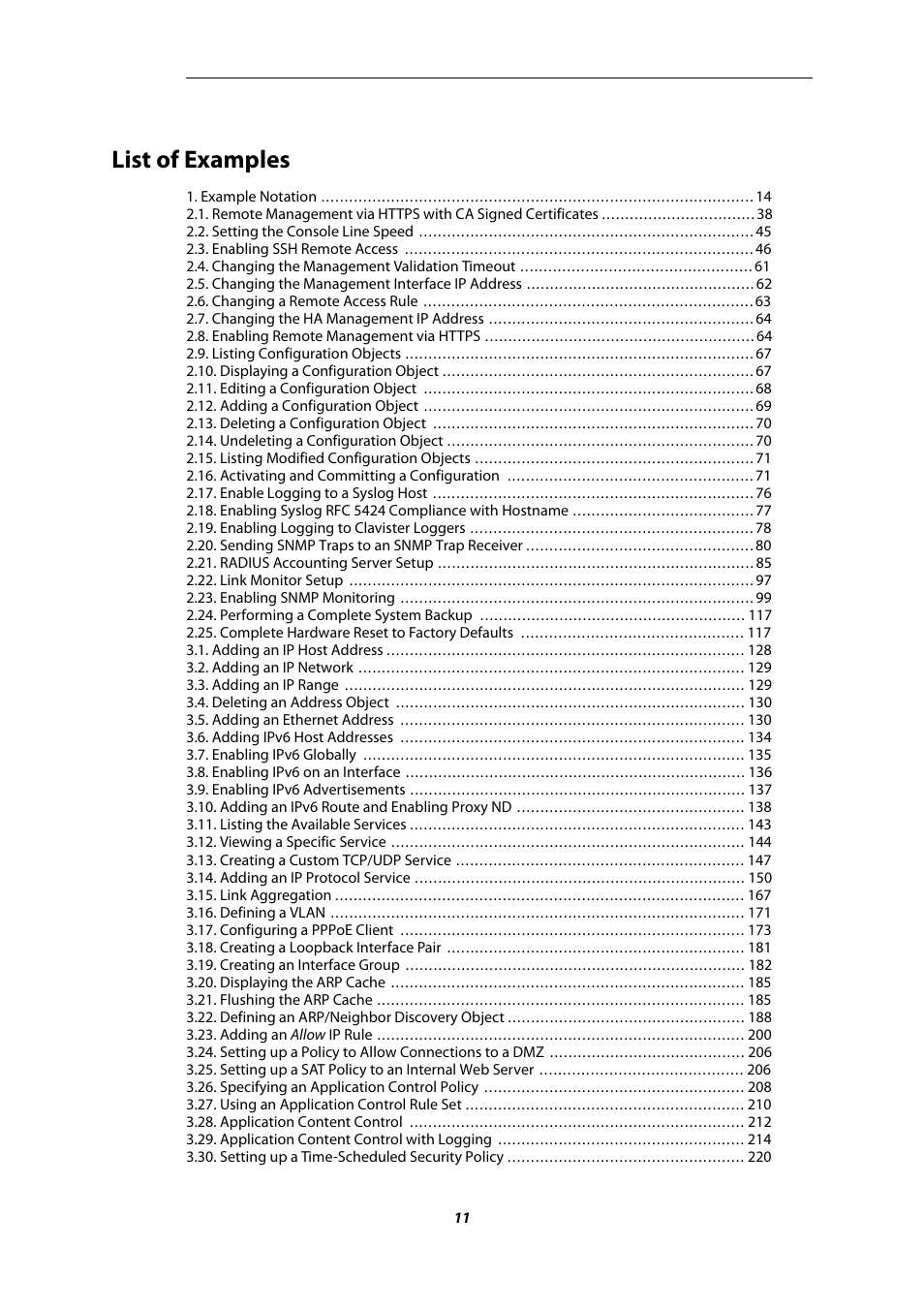 List of examples | Amer Networks E5Web GUI User Manual | Page 11 / 777