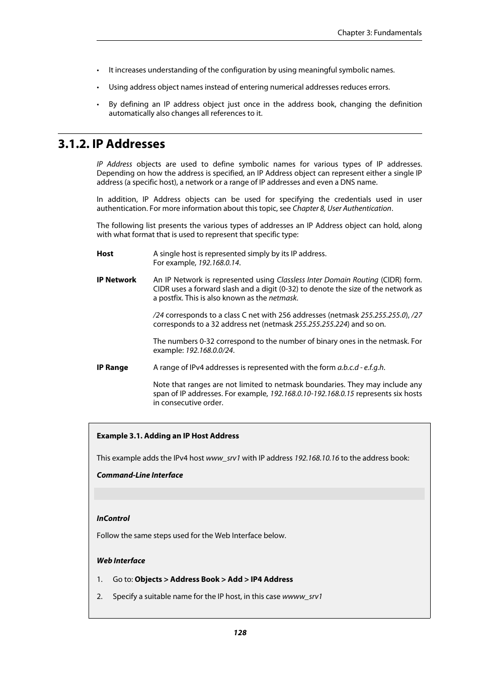 Ip addresses, Adding an ip host address | Amer Networks E5Web GUI User Manual | Page 128 / 777