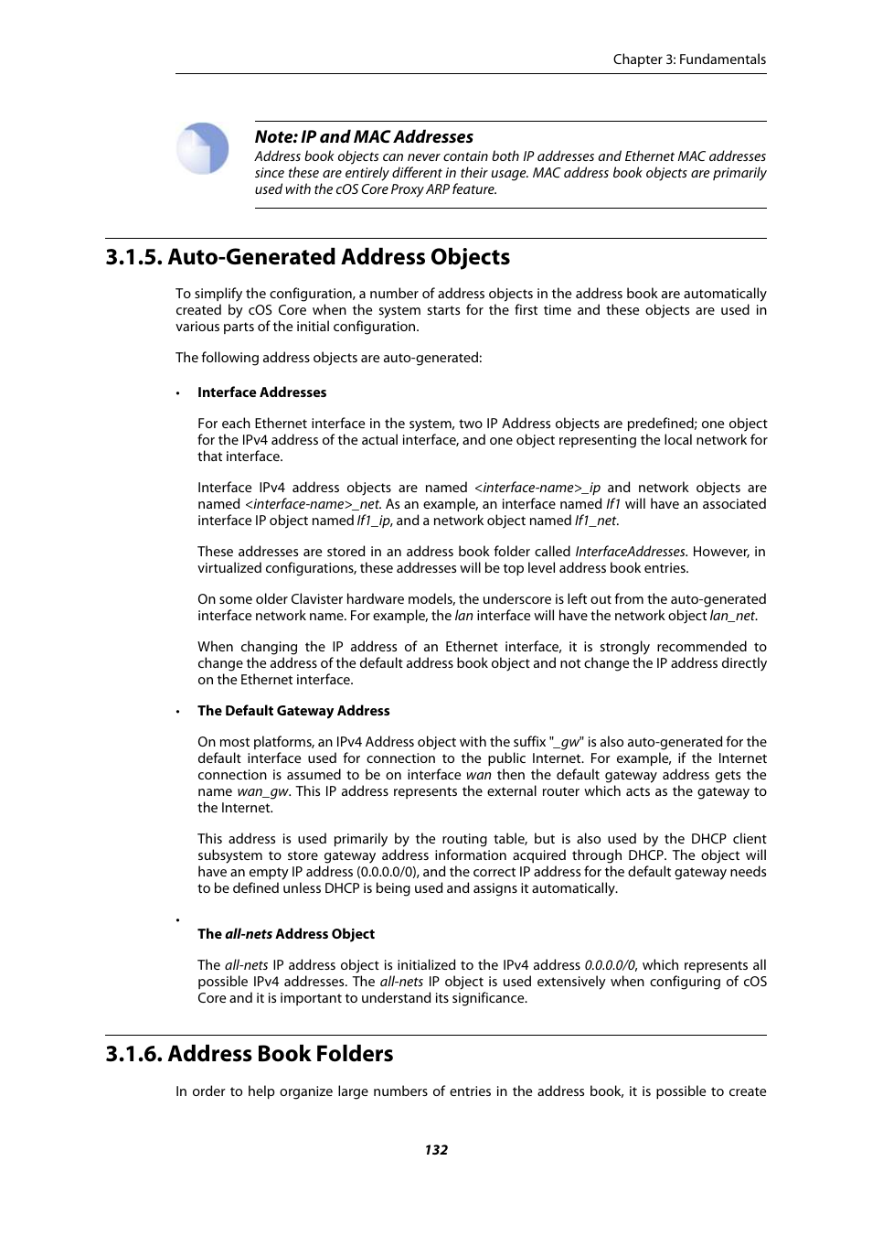 Auto-generated address objects, Address book folders | Amer Networks E5Web GUI User Manual | Page 132 / 777