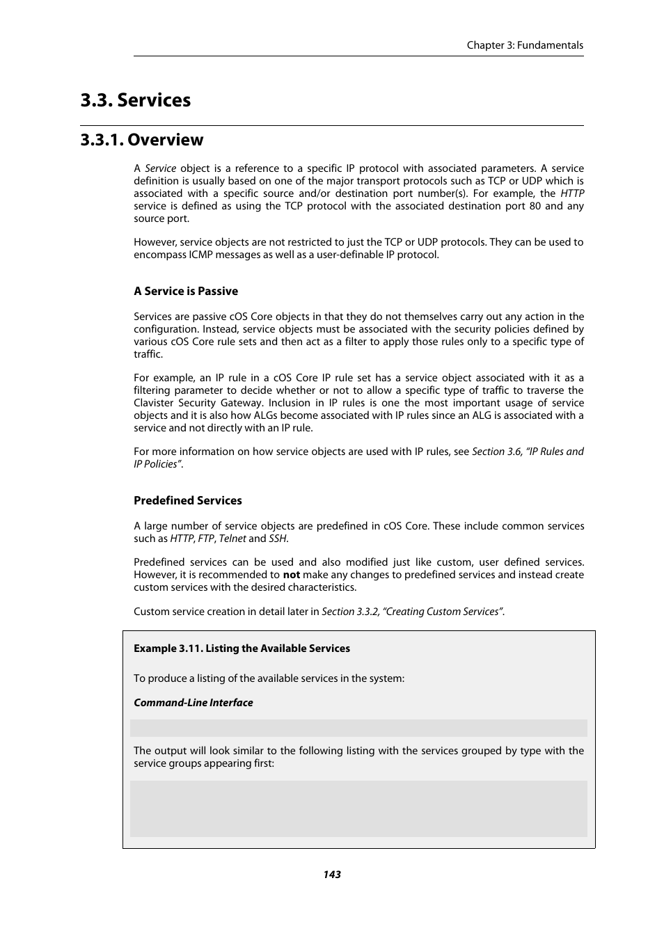 Services, Overview, Listing the available services | Amer Networks E5Web GUI User Manual | Page 143 / 777